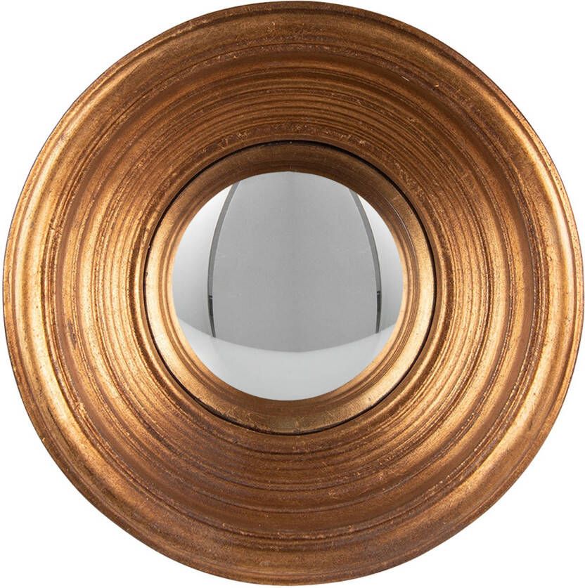 HAES deco Bolle ronde Spiegel Goudkleurig Ø 19x7 cm Polyurethaan ( PU) Wandspiegel Spiegel rond Convex Glas