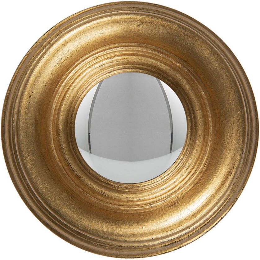 HAES deco Bolle ronde Spiegel Goudkleurig Ø 21x4 cm Hout Glas Wandspiegel Spiegel rond Convex Glas