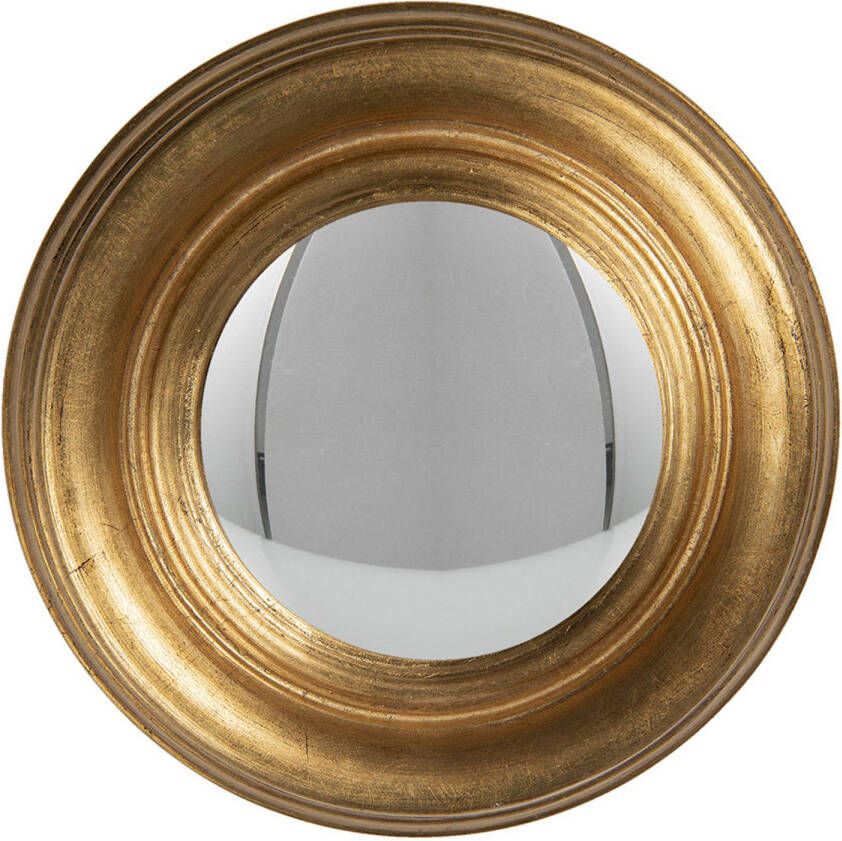 HAES deco Bolle ronde Spiegel Goudkleurig Ø 24x3 cm Hout Glas Wandspiegel Spiegel rond Convex Glas