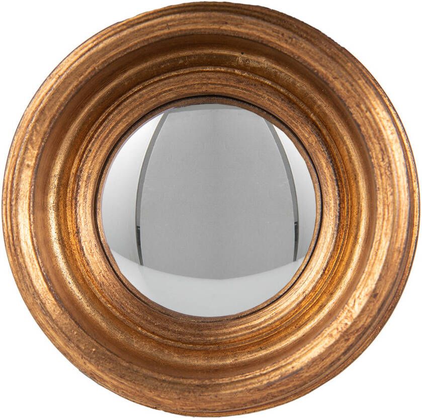 HAES deco Bolle ronde Spiegel Goudkleurig Ø 24x7 cm Kunststof Wandspiegel Spiegel rond Convex Glas