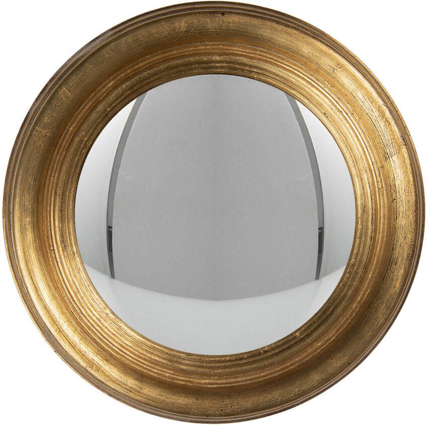 HAES deco Bolle ronde Spiegel Goudkleurig Ø 34x4 cm Hout Glas Wandspiegel Spiegel rond Convex Glas