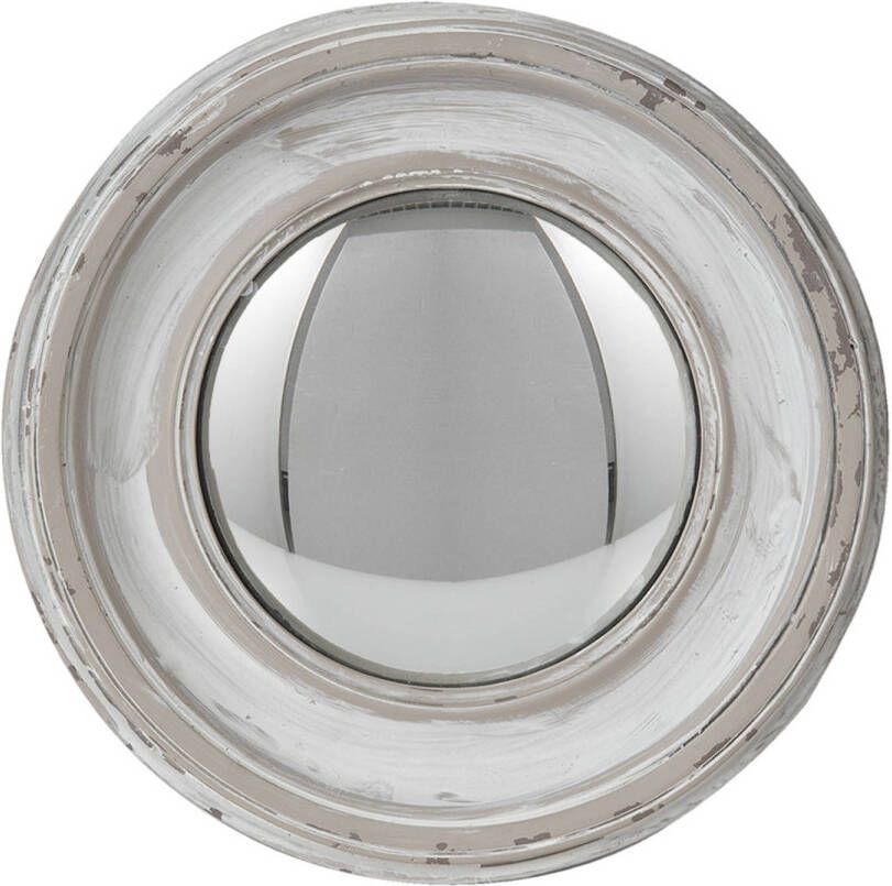 HAES deco Bolle ronde Spiegel Wit Ø 23x3 cm Polyresin Glas Wandspiegel Spiegel rond Convex Glas