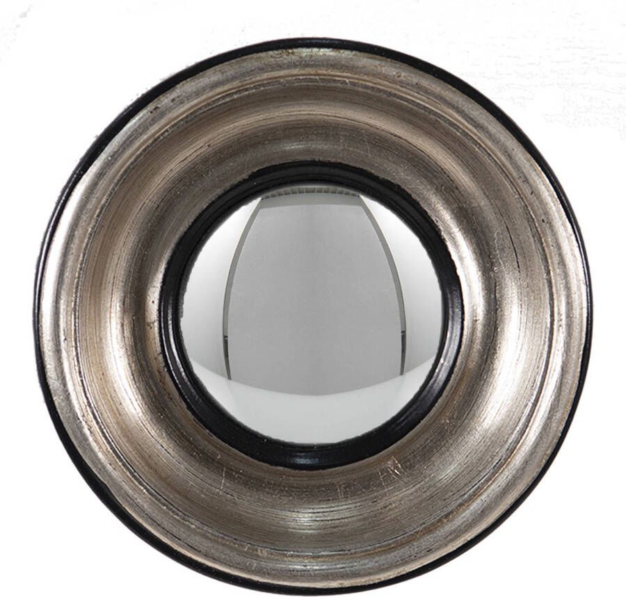 HAES deco Bolle ronde Spiegel Zilverkleurig Ø 18x3 cm Kunststof Glas Wandspiegel Spiegel rond Convex Glas