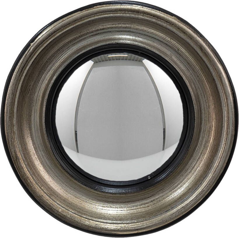 HAES deco Bolle ronde Spiegel Zilverkleurig Ø 23x4 cm Kunststof Glas Wandspiegel Spiegel rond Convex Glas
