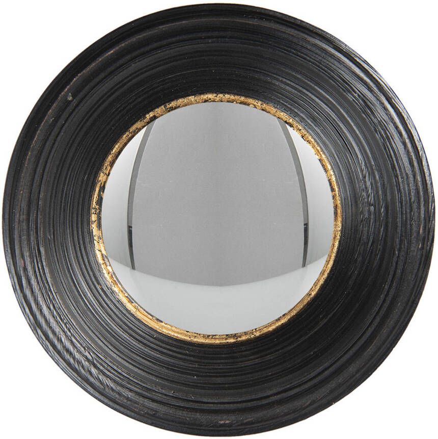 HAES deco Bolle ronde Spiegel Zwart Ø 24x7 cm Kunststof Wandspiegel Spiegel rond Convex Glas