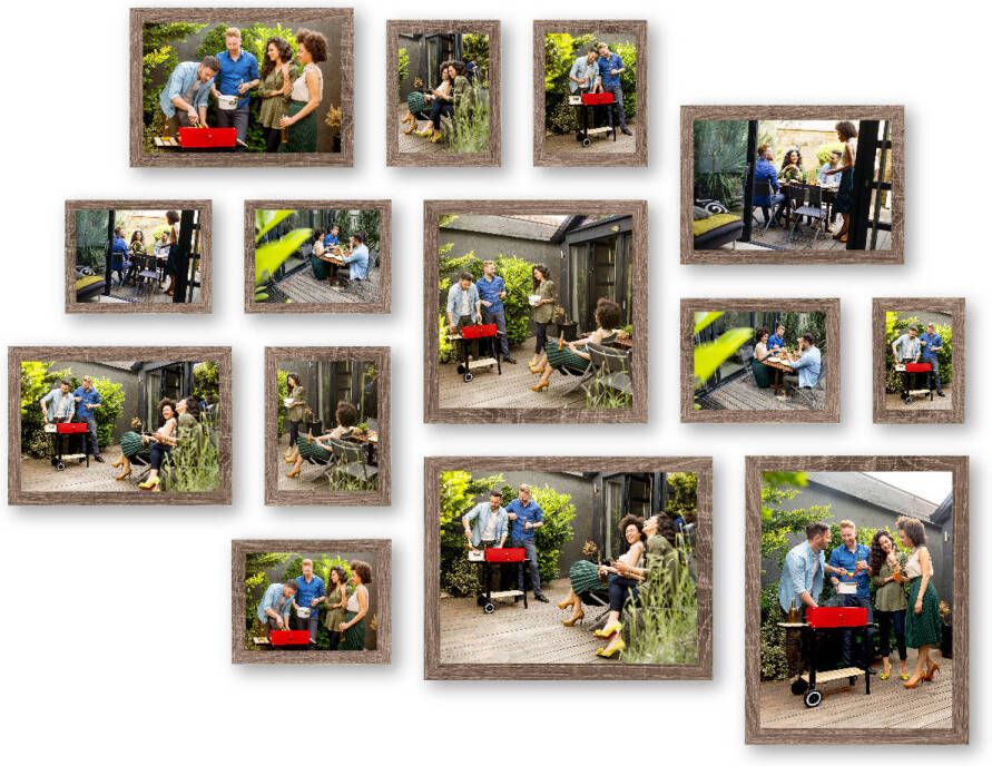 HAES deco Collage set 14 houten fotolijsten Paris bruin SP001905-14