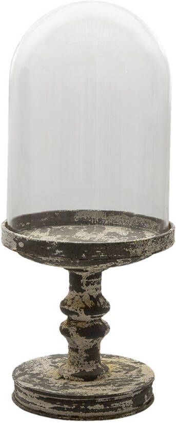 HAES deco Decoratieve glazen stolp met vintage voet diameter 21 cm en hoogte 49 cm ST6GL3011LHS
