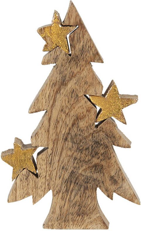 HAES deco Decoratieve Kerstboom 10x3x16 cm Bruin Kerstversiering Kerstdecoratie