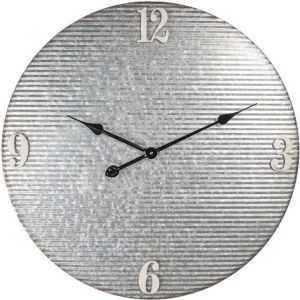 HAES deco Grote Wandklok 60 cm van Grijs Metaal Wijzerplaat met Cijfers Ronde Metalen Klok Muurklok