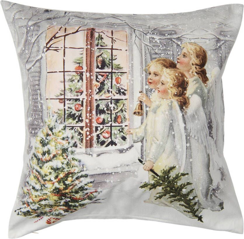 HAES deco Kerst Kussenhoes 45x45 cm Wit Collectie: Romantic Christmas Sierkussen Kussenhoes