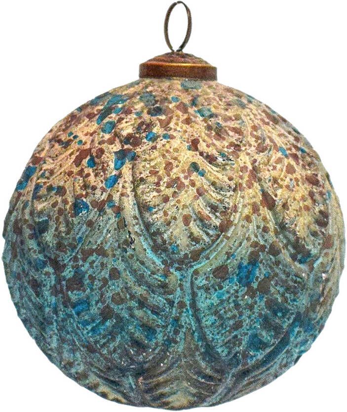 HAES deco Kerstbal Ø 12x12 cm Turquoise Kerstversiering Kerstdecoratie Decoratie Hanger Kerstboomversiering