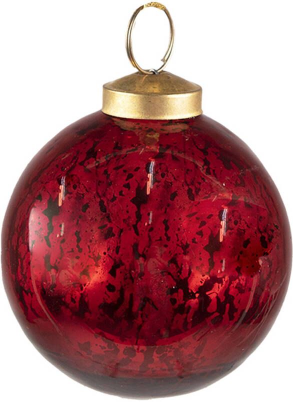 HAES deco Kerstbal Ø 7x7 cm Rood Kerstversiering Kerstdecoratie Decoratie Hanger Kerstboomversiering
