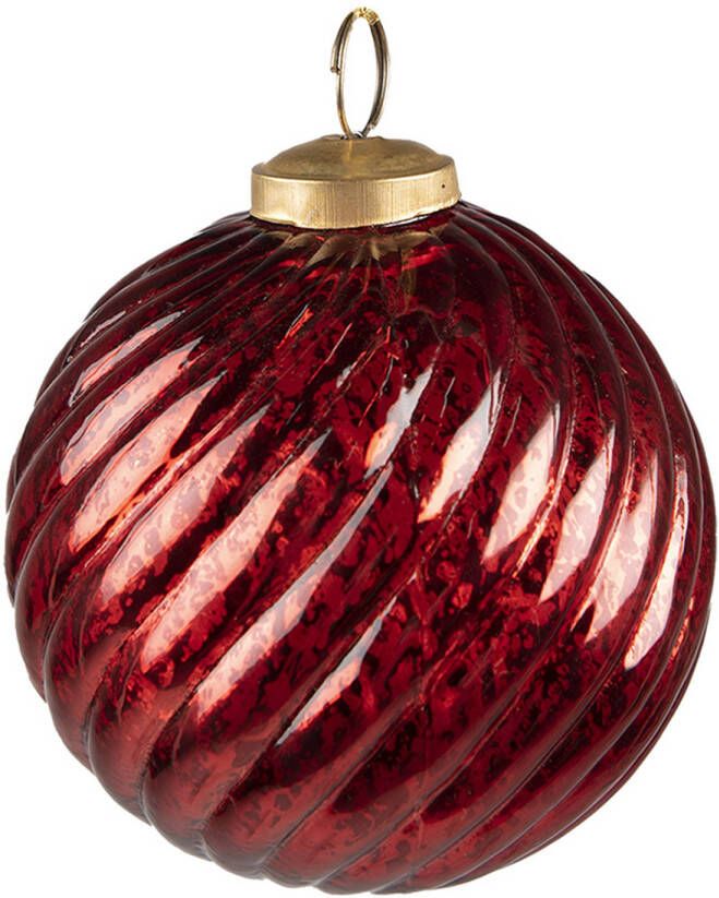 HAES deco Kerstbal Ø 9x10 cm Rood Kerstversiering Kerstdecoratie Decoratie Hanger Kerstboomversiering