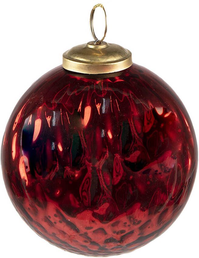 HAES deco Kerstbal Ø 9x11 cm Rood Kerstversiering Kerstdecoratie Decoratie Hanger Kerstboomversiering