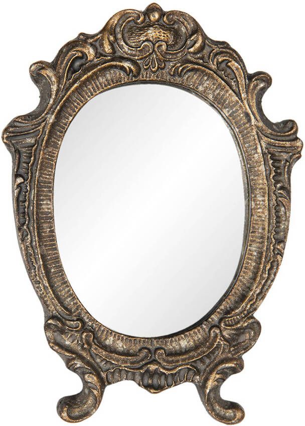 HAES deco Kleine Ovale Spiegel Bruin 9x1x12 cm Polyresin Glas Wandspiegel Spiegel Ovaal