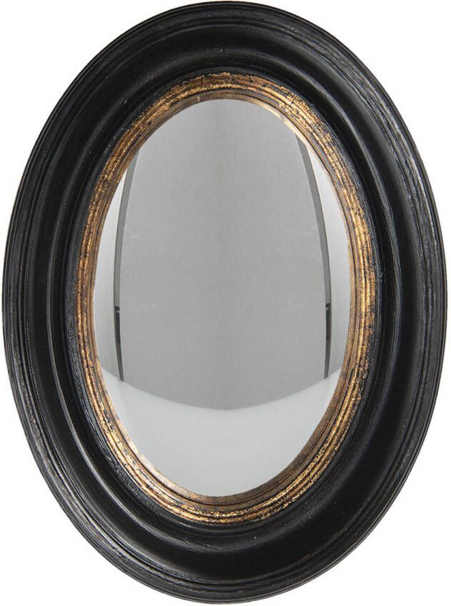 HAES deco Ovale Spiegel Zwart 24x5x32 cm Hout Glas Wandspiegel Spiegel Ovaal