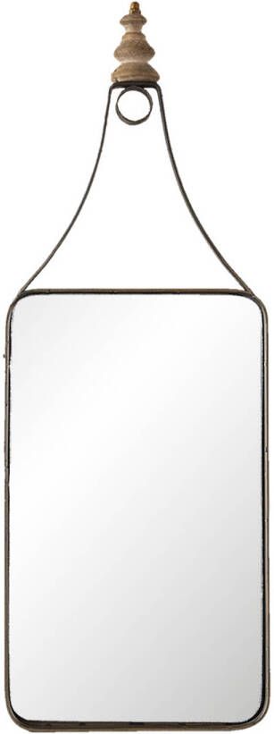 HAES deco Rechthoekige Spiegel Bruin 18x1x52 cm Metaal Glas Wandspiegel Spiegel Rechthoek