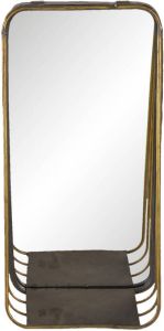 HAES deco Rechthoekige Spiegel met schap Koperkleurig 19x11x39 cm Metaal Glas Wandspiegel Spiegel Rechthoek
