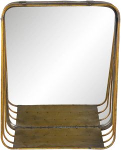 HAES deco Rechthoekige Spiegel met schap Koperkleurig 26x11x32 cm Metaal Glas Wandspiegel Spiegel Rechthoek