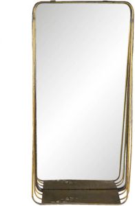 HAES deco Rechthoekige Spiegel met schap Koperkleurig 29x11x59 cm Metaal Glas Wandspiegel Spiegel Rechthoek