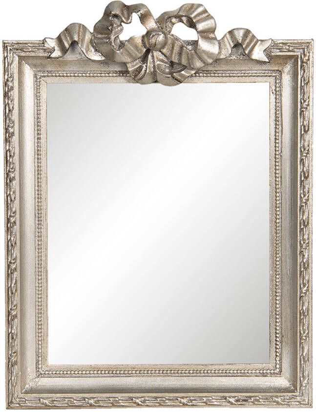 HAES deco Rechthoekige Spiegel met Strik Zilverkleurig 25x2x34 cm Hout Wandspiegel Spiegel Rechthoek