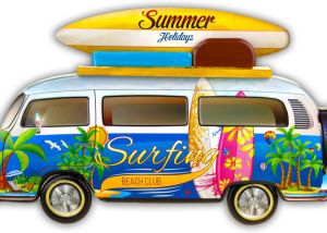 HAES deco Retro Metalen Muurdecoratie Hippy Surf Bus Western Deco Vintage-decoratie 61 X 40 X 4 5 Cm Wd293