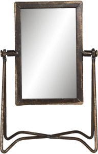 HAES deco Staande Spiegel Industrieel Bruin 15x10x22 cm Metaal Glas Tafel Spiegel Rechthoekige Spiegel