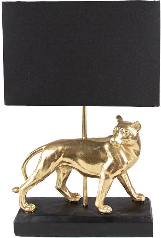 HAES deco Tafellamp City Jungle Goudkleurige Luipaard 30x12x47 cm Goudkleurig Zwart Bureaulamp Sfeerlamp