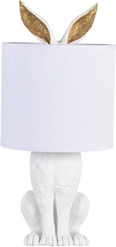 HAES deco Tafellamp City Jungle Konijn in de Lamp Ø 20x43 cm Wit Wit Bureaulamp Sfeerlamp Nachtlampje