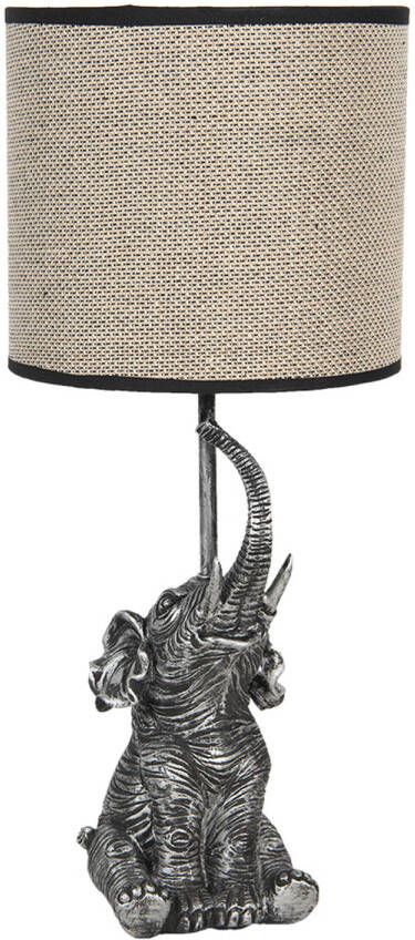 HAES deco Tafellamp City Jungle Olifant Lamp Ø 20x45 cm Beige Grijs Bureaulamp Sfeerlamp Nachtlampje
