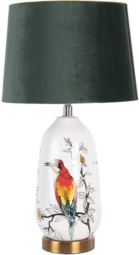 HAES deco Tafellamp Modern Chic Vogel bedrukte Lamp Ø 28*50 cm Goudkleurig Bureaulamp Sfeerlamp Nachtlamp