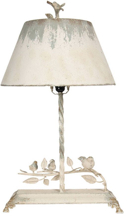 HAES deco Tafellamp Shabby Chic Vintage Retro Lamp met Vogels. 44x43x75 cm Bureaulamp Sfeerlamp Nachtlampje