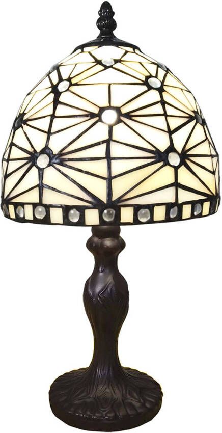 HAES deco Tiffany Tafellamp Beige Ø 18x33 cm Fitting E14 Lamp max 1x25W