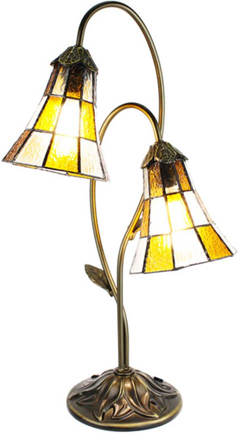 HAES deco Tiffany Tafellamp Beige 35x18x61 cm Fitting E14 Lamp max 2x25W