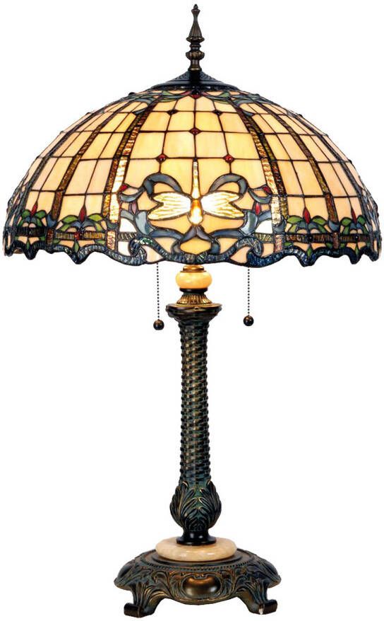 HAES deco Tiffany Tafellamp Beige Blauw Ø 50x80 cm Fitting E27 Lamp max 2x60W