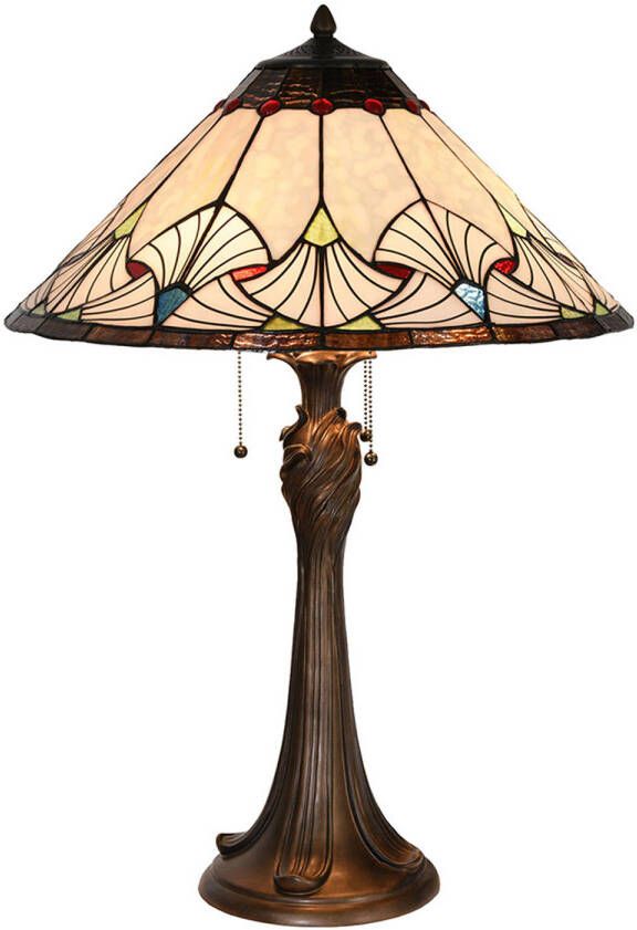 HAES deco Tiffany Tafellamp Beige Blauw Ø 51x78 cm Fitting E27 Lamp max 2x40W