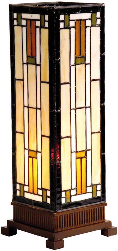 HAES deco Tiffany Tafellamp Beige Bruin 12x12x35 cm Fitting E14 Lamp max 1x25W