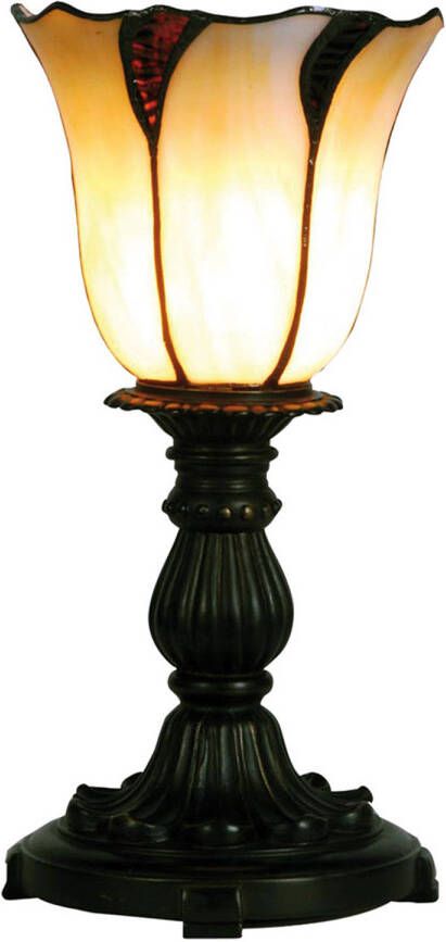 HAES deco Tiffany Tafellamp Beige Bruin Ø 16x32 cm Fitting E14 Lamp max 1x25W