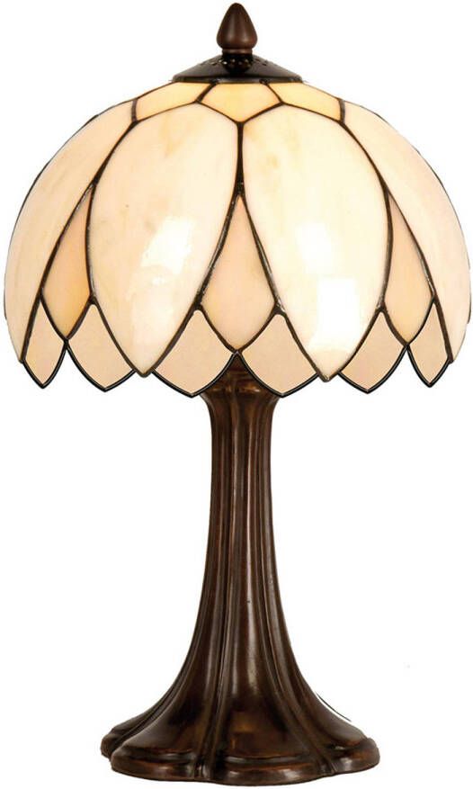 HAES deco Tiffany Tafellamp Beige Bruin Ø 25x42 cm Fitting E14 Lamp max 1x60W