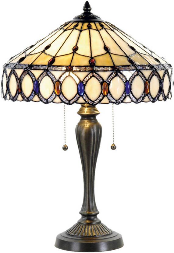 HAES deco Tiffany Tafellamp Beige Bruin Ø 40x58 cm Fitting E27 Lamp max 2x60W