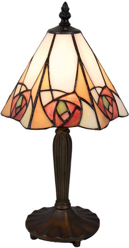 HAES deco Tiffany Tafellamp Beige Geel 20x18x37 cm Fitting E14 Lamp max 1x40W
