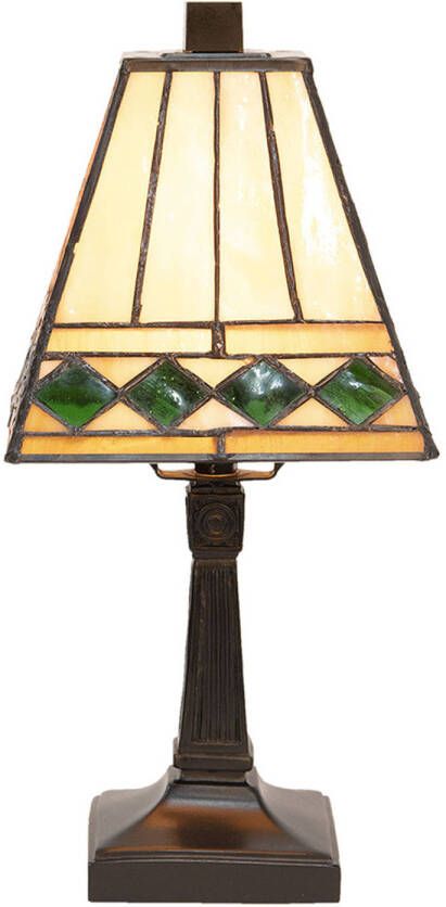 HAES deco Tiffany Tafellamp Beige Groen 20x20x30 cm Fitting E14 Lamp max 1x40W