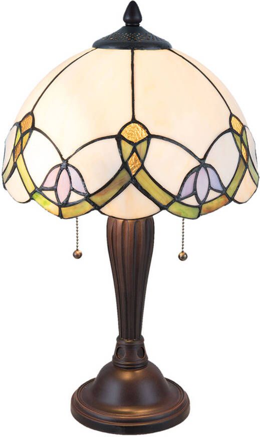 HAES deco Tiffany Tafellamp Beige Groen Ø 30x50 cm Fitting E27 Lamp max 2x40W