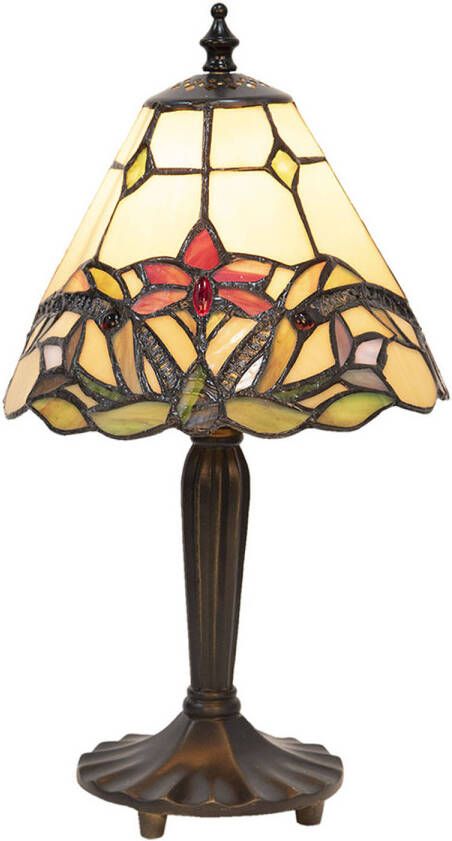 HAES deco Tiffany Tafellamp Beige Rood Ø 20x36 cm Fitting E14 Lamp max 1x40W