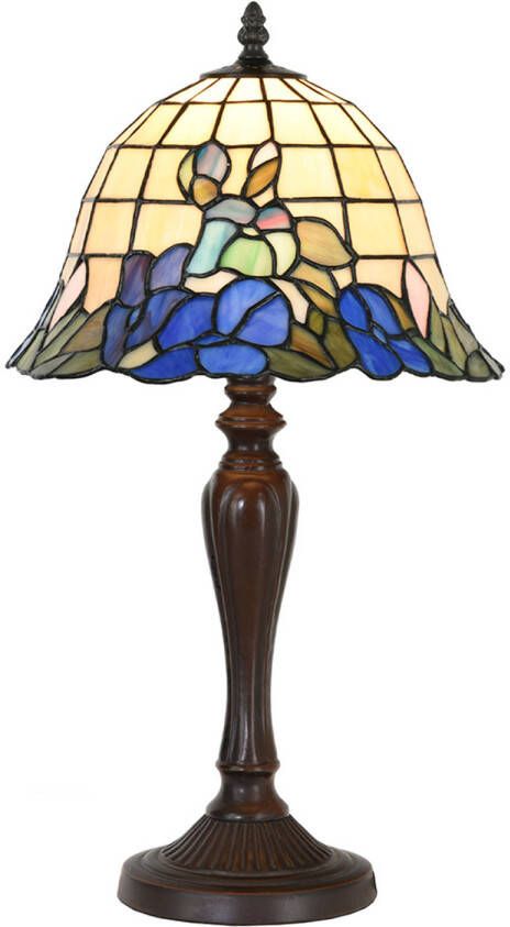 HAES deco Tiffany Tafellamp Blauw Ø 29x53 cm Fitting E27 Lamp max 1x60W