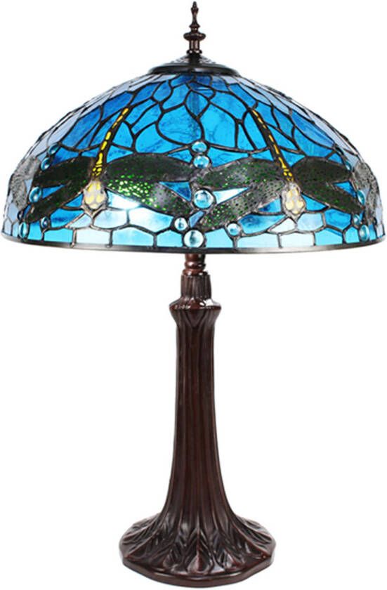 HAES deco Tiffany Tafellamp Blauw Ø 41x57 cm Fitting E27 Lamp max 2x40W