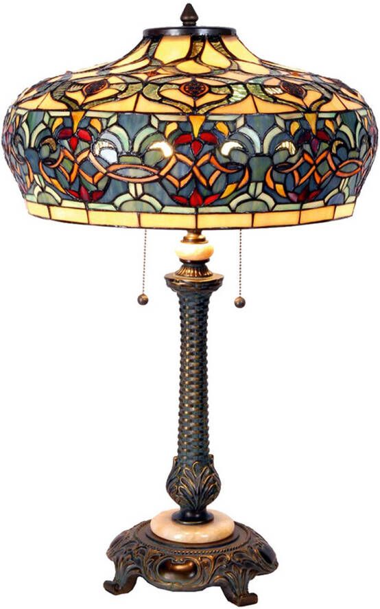 HAES deco Tiffany Tafellamp Blauw Ø 47x71 cm Fitting E27 Lamp max 2x60W