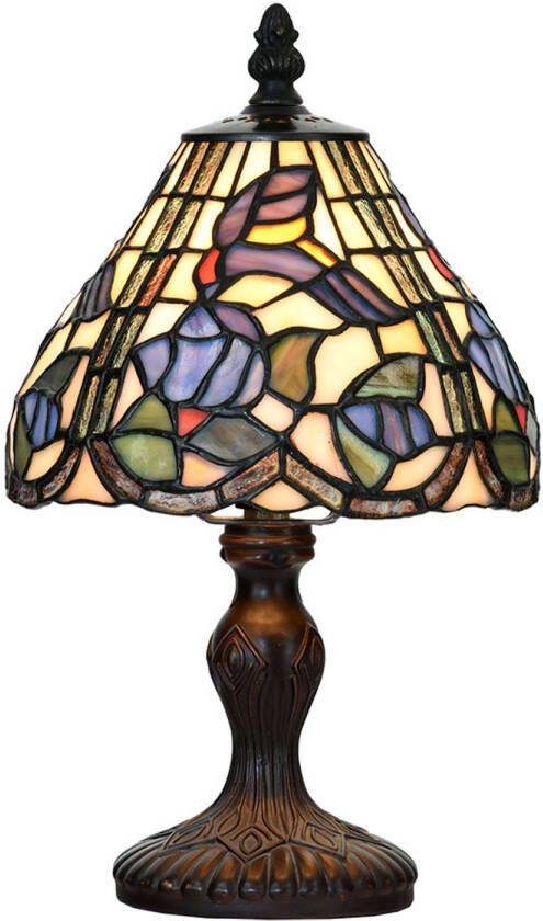 HAES deco Tiffany Tafellamp Blauw Groen Rood Ø 18x32 cm Fitting E14 Lamp max 1x25W