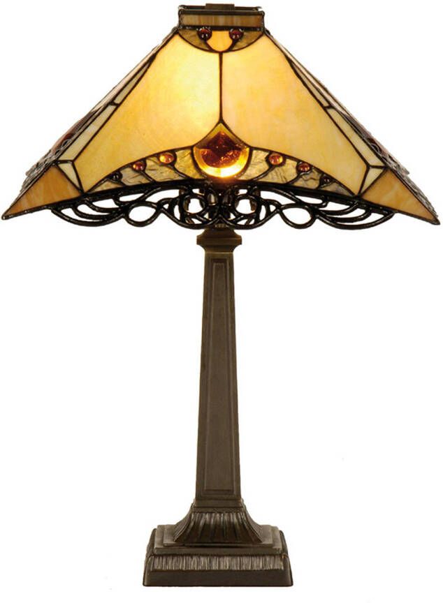 HAES deco Tiffany Tafellamp Bruin Beige 36x36x50 cm Fitting E14 Lamp max 1x40W