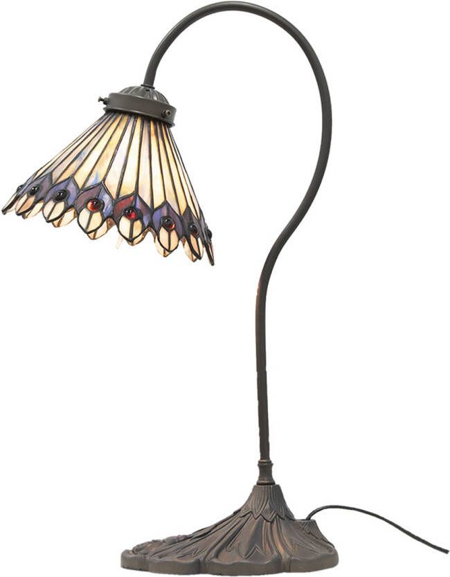 HAES deco Tiffany Tafellamp Bruin Beige Grijs Ø 20x51 cm Fitting E14 Lamp max 1x40W
